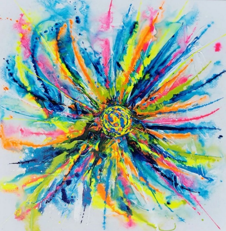Neon Flower Power | 100 x 100 cm | 2023 - Pipari Art