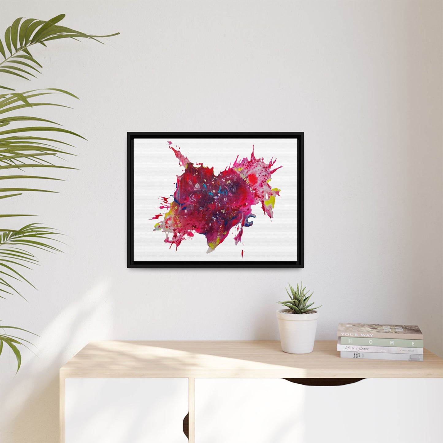 Splash Heart Framed Canvas Print